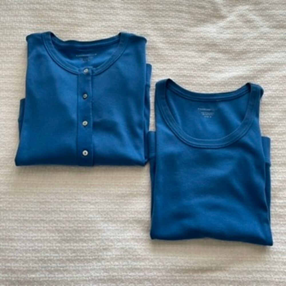 Medium Charter Club Blue 3/4-Sleeve Cardigan with Matching Tank/Shell